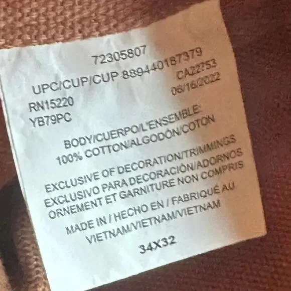 Liberty brown overalls size 34x32. Good condition. Signs of wear on cuffs. - Picture 6 of 7